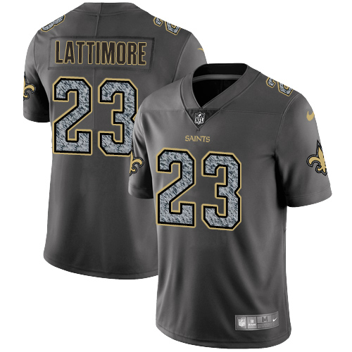 Nike Saints #23 Marshon Lattimore Gray Static Men's Stitched NFL Vapor Untouchable Limited Jersey - Click Image to Close
